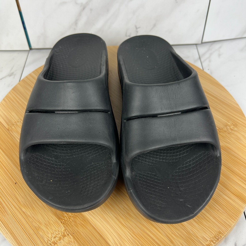 OOfos OOahh Recovery Slide Womens Size 9 Black Rubber Slip On Slides Sandals - Picture 4 of 10